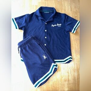 Psycho Bunny Kids' Basil Taped Camp Shirt and shorts 10/12 youth outfit boy girl